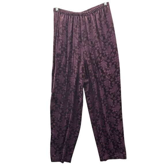 JBS LTD Vintage Purple Velvet Paisley Button Down Tunic Stretch Pant Suit Set 12 - Picture 6 of 8